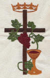 Cross and Crown with Vine and Chalice Image